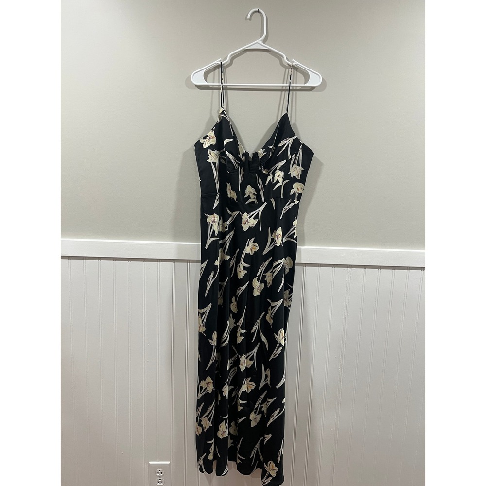 Selfie Leslie Maxi Dress Spaghetti Strap Floral Formal Black Women Size XXL